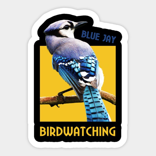 Birdwatching print. Blue jay Sticker by hardcore repertoire